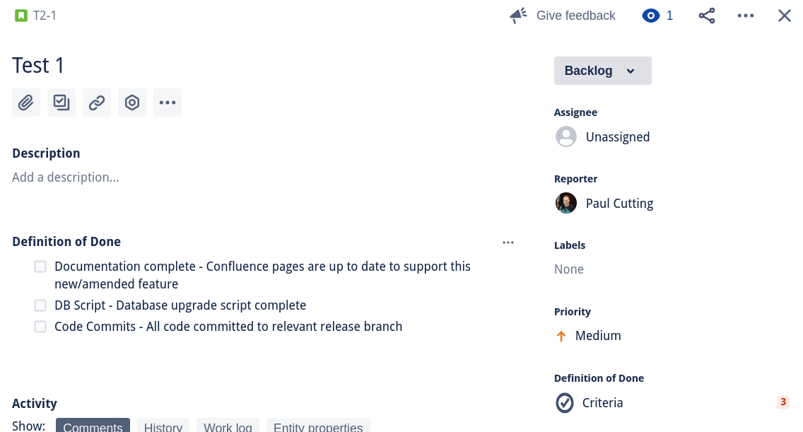 Definition of Done - for Jira